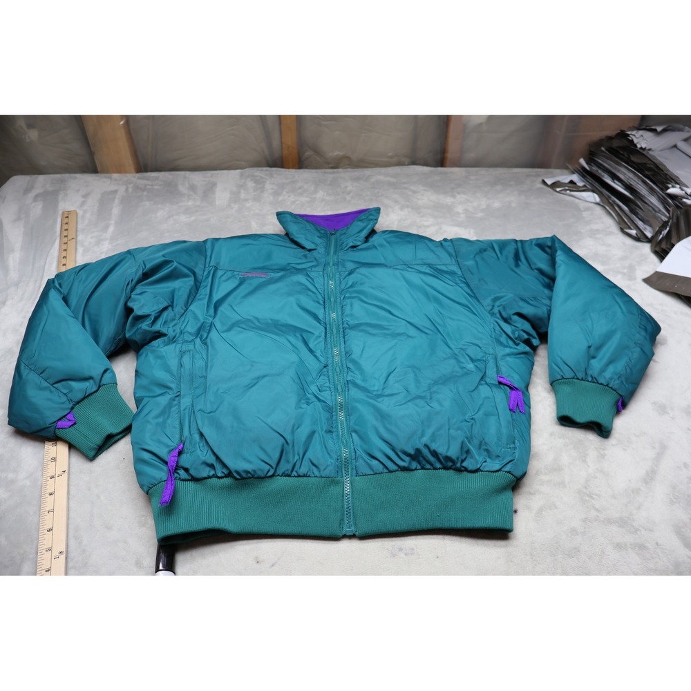 Columbia Down Jacket Womens Large Purple Reversible Wind Rain Thick Puffer VTG